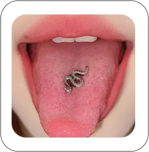 1 Pcs Trendy Particular Snake Tongue Rings Stainless Steel Tongue Studs Gothic Piercing Jewelry Straight Barbells Internally Thread Tongue Rings For Women Men