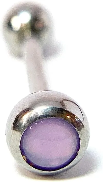 1 Piece Brilliant Illuminating Stone Gem Tongue Ring Barbells - 16g - 5/8" (16mm) - Body Jewelry