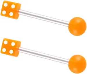 14G Stainless Steel Nipple Rings Colorful Bioplast Dice Straight Barbell Bars Tongue Ring 10mm(3/8 Inch) Body Piercing Jewelry