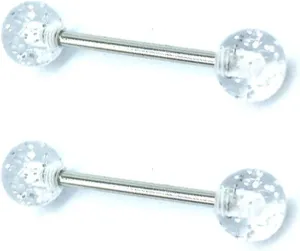 14G Stainless Steel Nipple Rings Colorful Bioplast Straight Barbell Bars Tongue Ring 16mm(1.6Inch) Body Piercing Jewelry