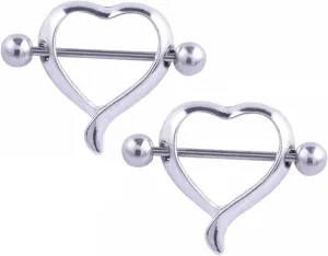 14G Stainless Steel Nipple Rings Cute Heart Straight Barbell Bars Tongue Ring 16mm(5/8Inch) Body Piercing Jewelry