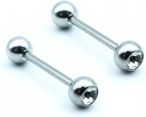 14G Stainless Steel Nipple Rings CZ Ball Straight Barbell Bars Tongue Ring 16mm(5/8Inch) Body Piercing Jewelry