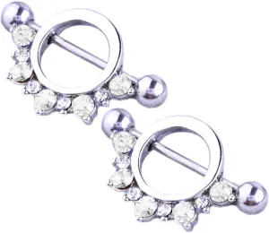 14G Stainless Steel Nipple Rings Glitter CZ Round Straight Barbell Bars Tongue Ring 16mm(5/8Inch) Body Piercing Jewelry