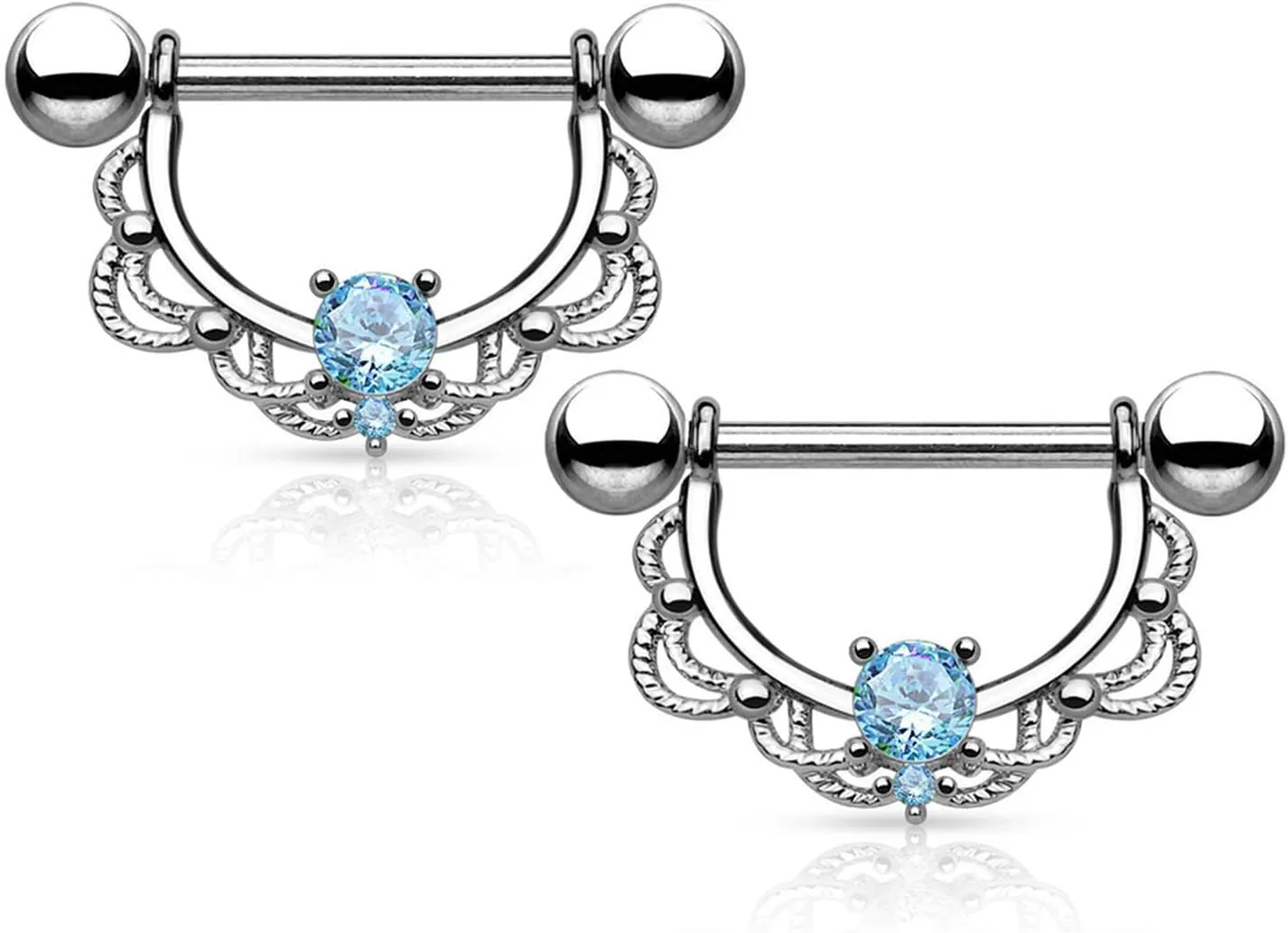 14G Stainless Steel Nipple Rings Silver CZ Flower Straight Barbell Bars Tongue Ring 16mm(5/8Inch) Body Piercing Jewelry