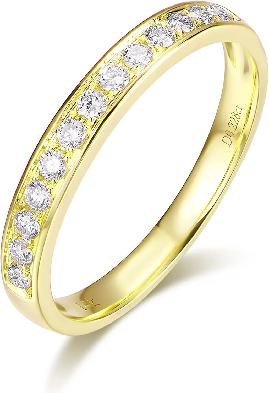 14K Gold 2mm Dainty Eternity Moissanite Wedding Band Wedding Rings for Women