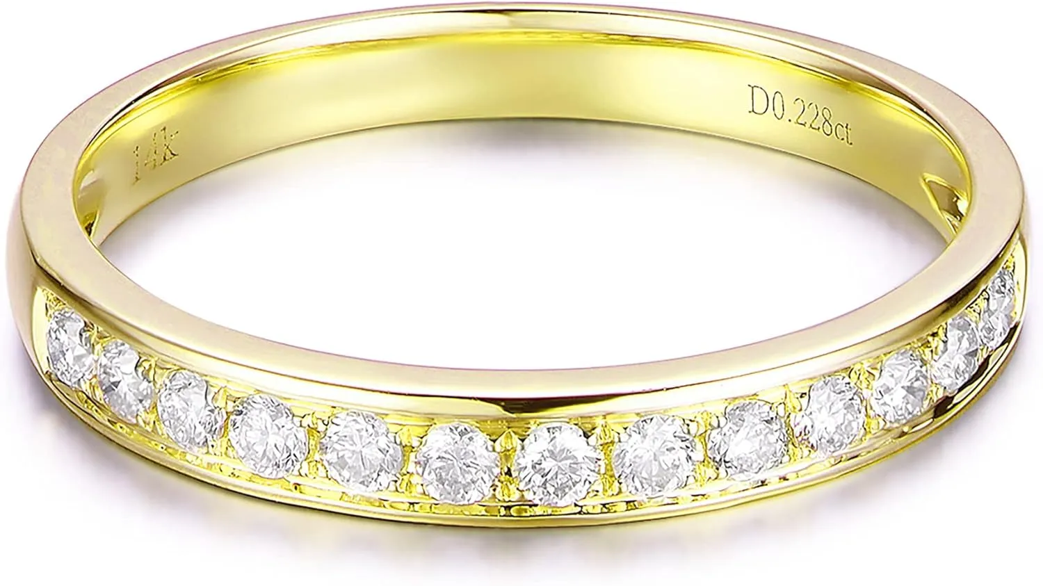 14K Gold 2mm Dainty Eternity Moissanite Wedding Band Wedding Rings for Women