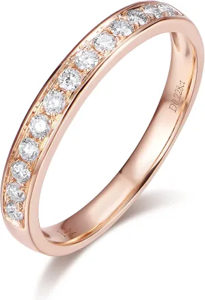 14K Gold 2mm Dainty Eternity Moissanite Wedding Band Wedding Rings for Women