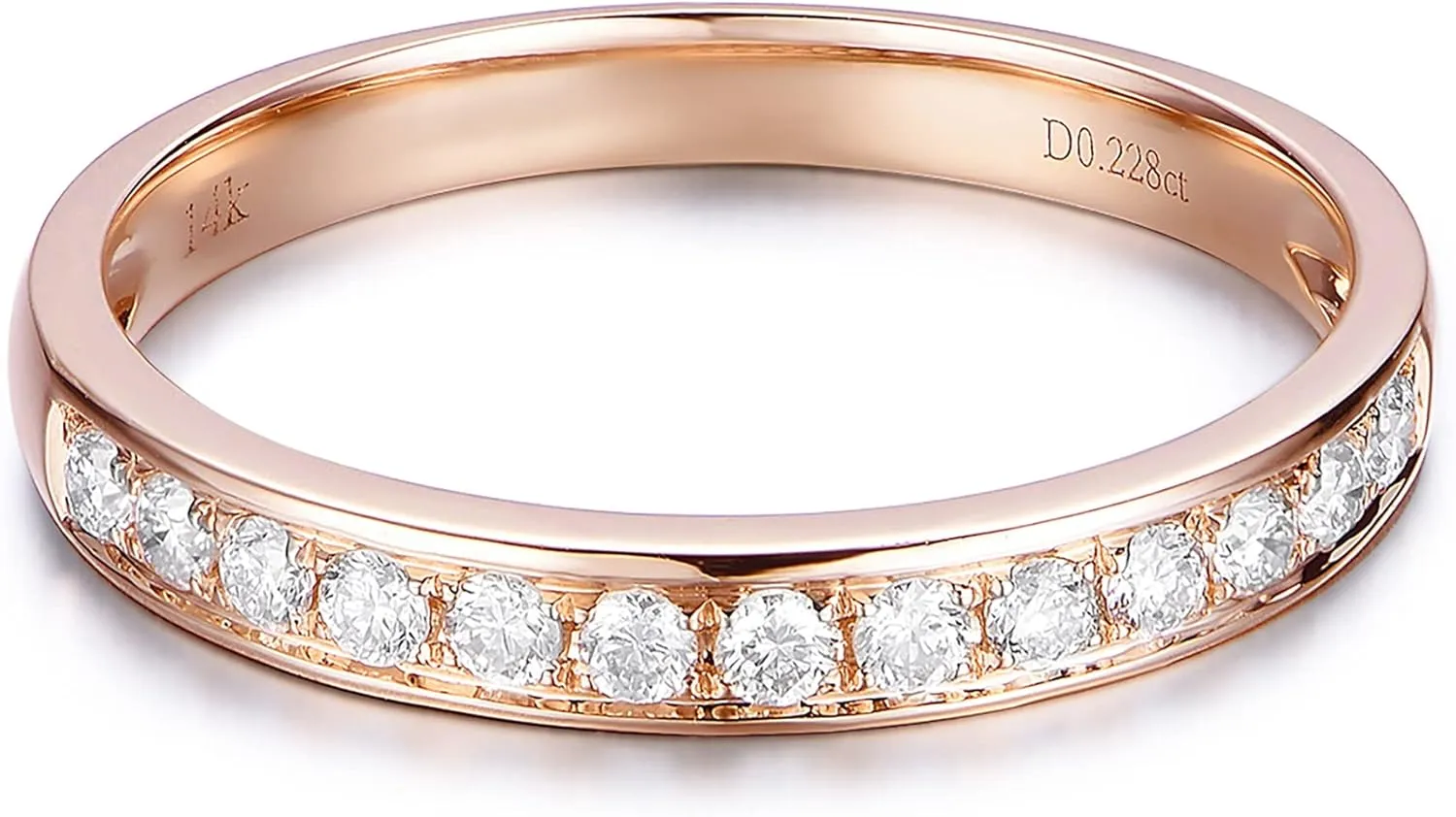 14K Gold 2mm Dainty Eternity Moissanite Wedding Band Wedding Rings for Women