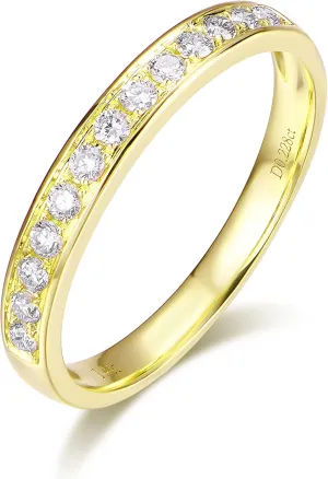 14K Gold 2mm Dainty Eternity Moissanite Wedding Band Wedding Rings for Women