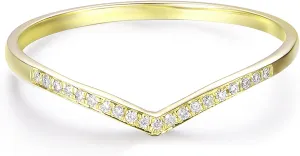 14K Gold Moissanite Rings for Women Moissanite Wedding Band 2mm V Shape Chevron Curved Moissanite Ring