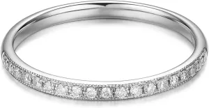 14K Gold Moissanite Wedding Band 2mm Milgrain Eternity Moissanite Wedding Rings for Women