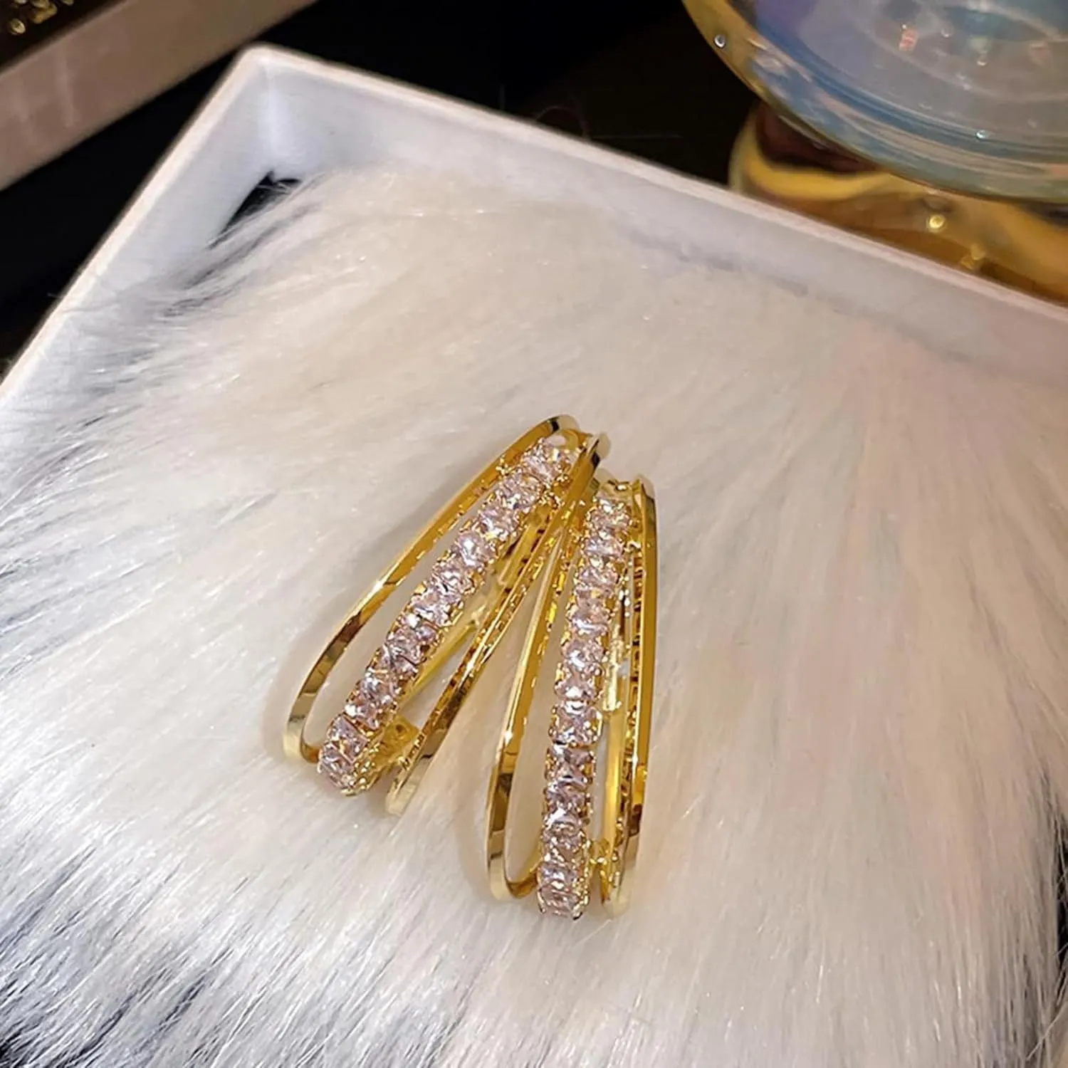 14k Gold Plated Hoop Earrings for Women - Chunky, Trendy, Lightweight, Hypoallergenic Statement Gold Hoop Earrings with 925 Sterling Silver Post - Tarnish Free Gold Jewelry