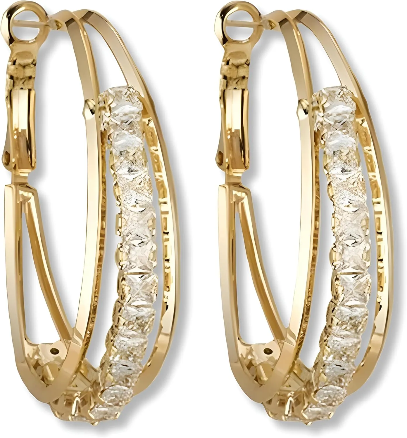 14k Gold Plated Hoop Earrings for Women - Chunky, Trendy, Lightweight, Hypoallergenic Statement Gold Hoop Earrings with 925 Sterling Silver Post - Tarnish Free Gold Jewelry