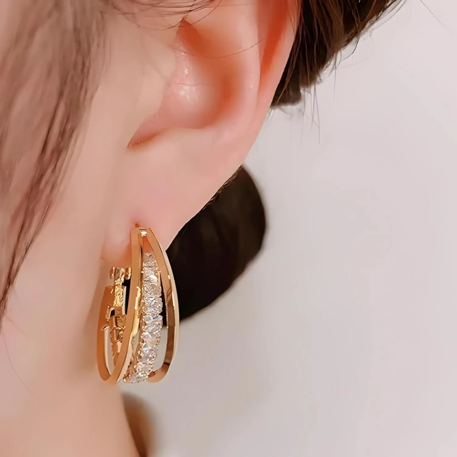 14k Gold Plated Hoop Earrings for Women - Chunky, Trendy, Lightweight, Hypoallergenic Statement Gold Hoop Earrings with 925 Sterling Silver Post - Tarnish Free Gold Jewelry