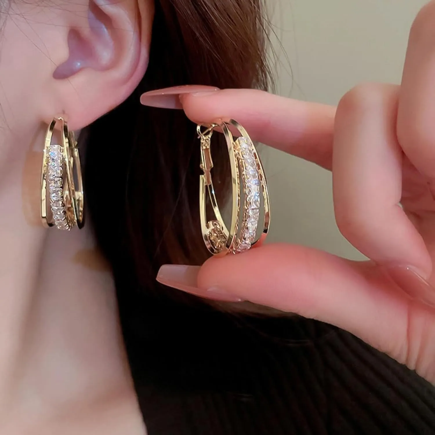 14k Gold Plated Hoop Earrings for Women - Chunky, Trendy, Lightweight, Hypoallergenic Statement Gold Hoop Earrings with 925 Sterling Silver Post - Tarnish Free Gold Jewelry