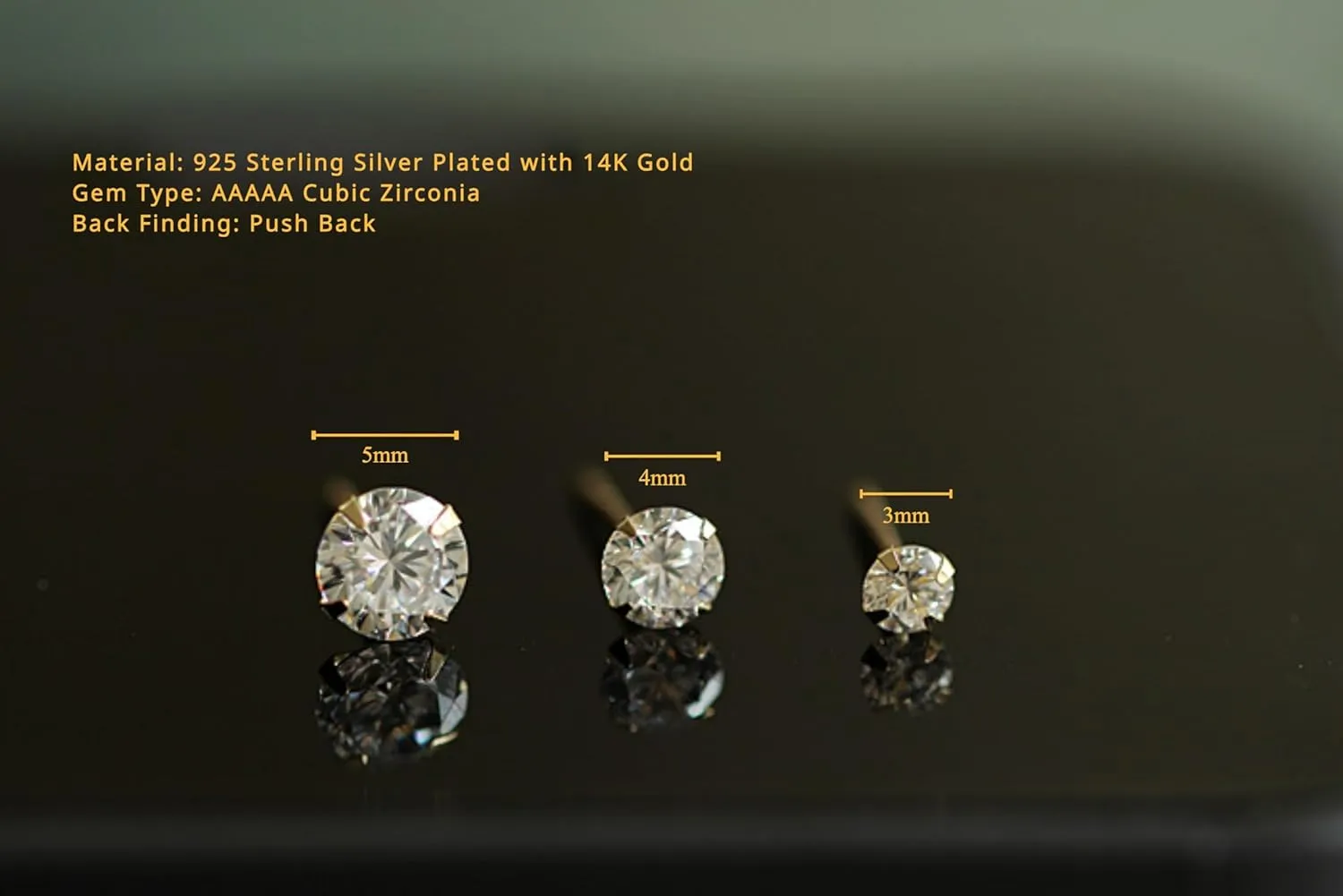 14K Gold-Plated S925 Sterling Silver Stud Earrings with Single CZ Stone - Mini Round Four-Prong Design, Versatile Everyday Jewelry for Women and Men