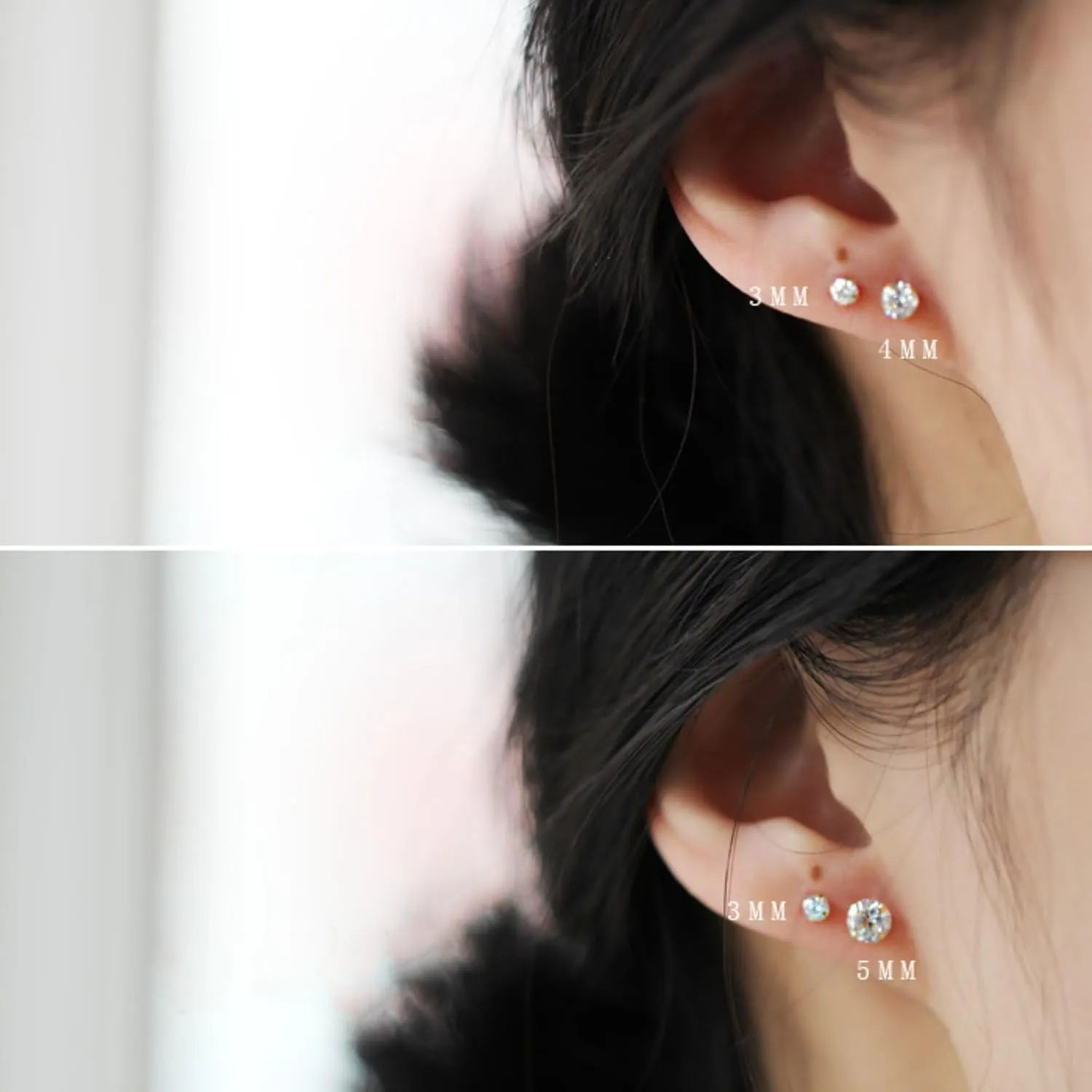 14K Gold-Plated S925 Sterling Silver Stud Earrings with Single CZ Stone - Mini Round Four-Prong Design, Versatile Everyday Jewelry for Women and Men