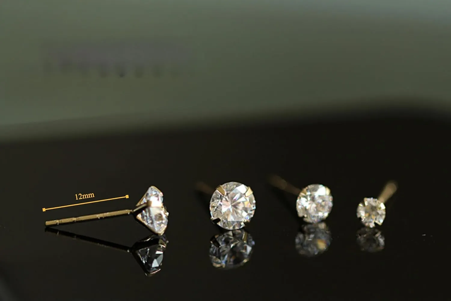 14K Gold-Plated S925 Sterling Silver Stud Earrings with Single CZ Stone - Mini Round Four-Prong Design, Versatile Everyday Jewelry for Women and Men