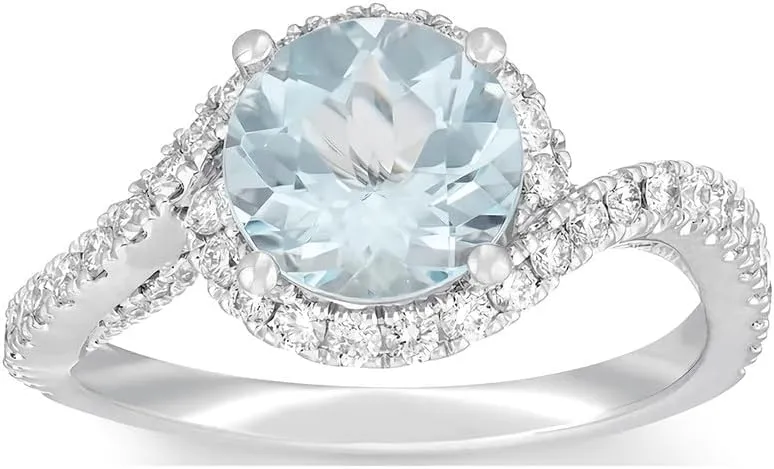 1.62 Carat (ctw) Aquamarine Moissanite Engagement Rings for women Platinum Plated Silver ring moissanite rings