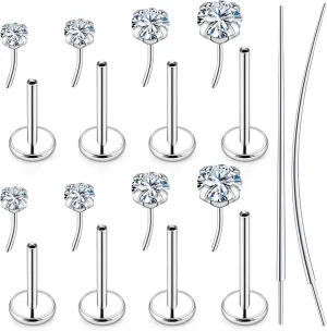 18/20g Nose Rings Studs Flat Back Earrings Surgical Steel 6/7/8mm Threadless Cartilage Helix Tragus Labret Medusa Piercing Jewelry for Women Men