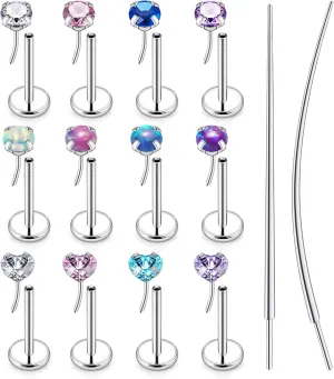 18/20g Threadless Nose Rings Piercing Jewelry for Women Surgical Steel Flat Back Cartilage Helix Tragus Studs Earrings Lip Medusa Labret