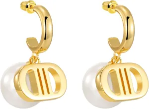 18K Gold Luxury Letter Earrings for Women - Elegant Pearl letter Earring for stylish women with Valentine's Day birthday jewelry Gifts