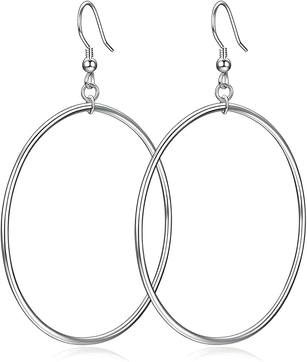 18k Gold Plated Dangle Hoop Earrings Circle Dangle Drop Earrings For Women (Gold/Silver/Rose Gold) (Silver)