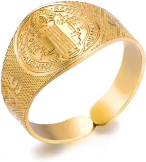 2 Colors Metal Stainless Steel Wide Opening Adjustable Creativity Ring Religious Faith Catholic Church Prayer Men Jewelry Gift VHM1273