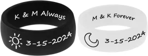 2 PCS 8MM Silicone Ring for Men Women - Long Distance Relationship Couple Silicone Rings-Engagement Rings-Husband Wife Rings-Wedding Ring Sets,US Size 5-13
