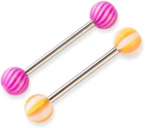 20pcs Women Tongue Ring Set 2.8 * 0.5mm Stainless Steel Tongue Random Colors for Girls, medium, Stainless Steel, no gemstone