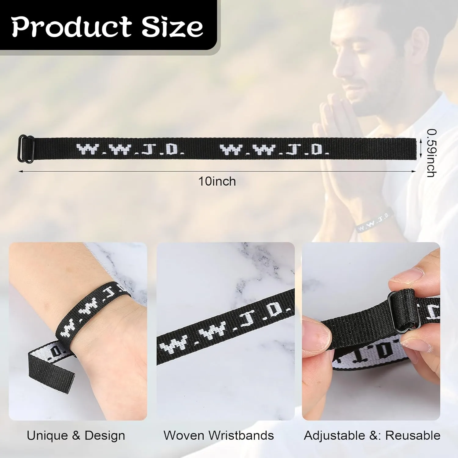 28PCS WWJD Christian Bracelet Pack for Women Men, Christian Jesus Gifts Adjustable Wristbands, WWJD Bracelets Bulk - What Would Jesus Do Bracelet