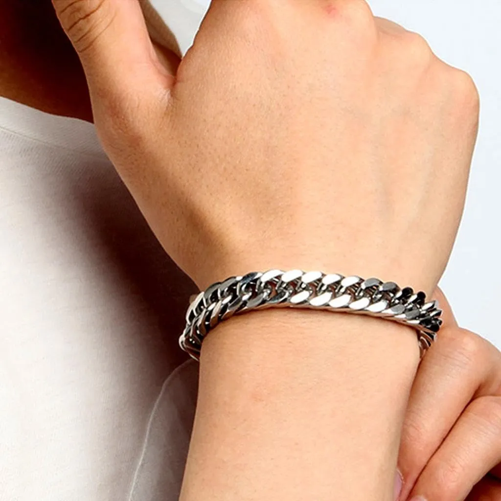 2Pcs Silver Gold Black Cuban Link Bracelet for Men Stainless Steel Cuban Link Chain Bracelet Set 7.5/8.3/9 Inches
