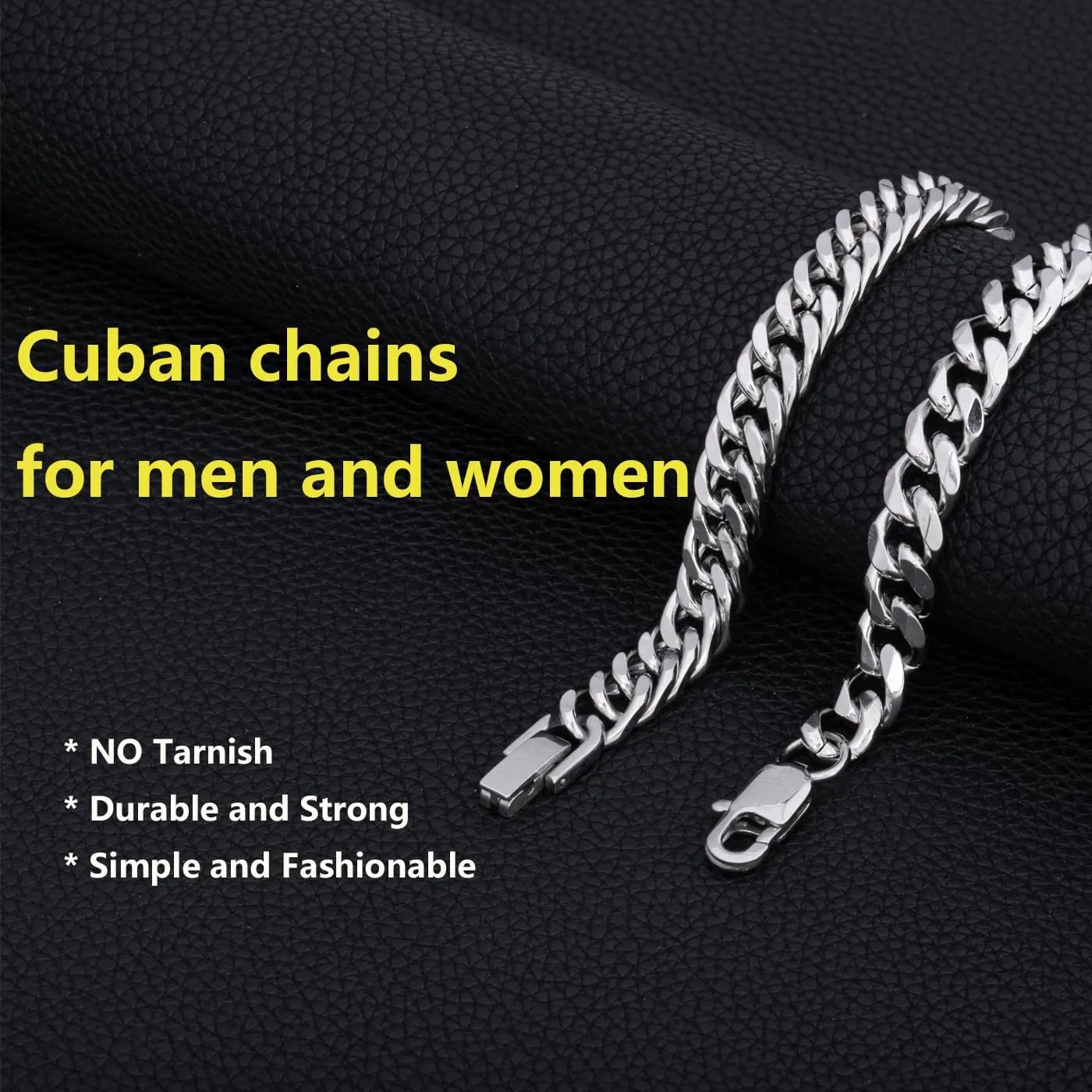 2Pcs Silver Gold Black Cuban Link Bracelet for Men Stainless Steel Cuban Link Chain Bracelet Set 7.5/8.3/9 Inches