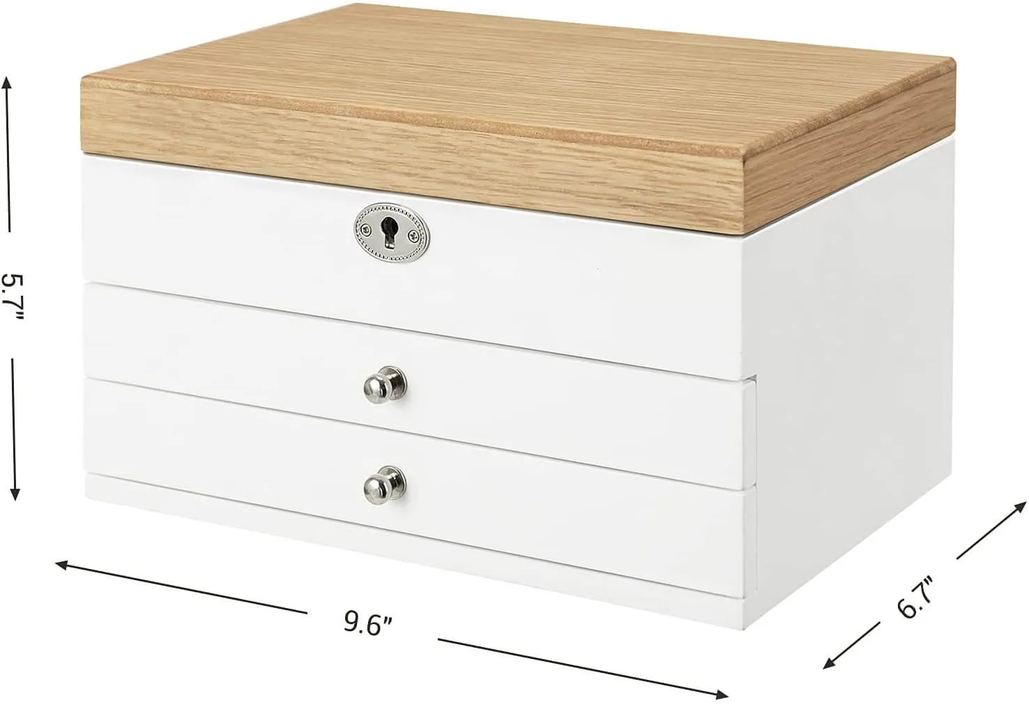 3-Tier Jewelry Box, Wooden Jewelry Organizer, Jewelry Storage with Drawers