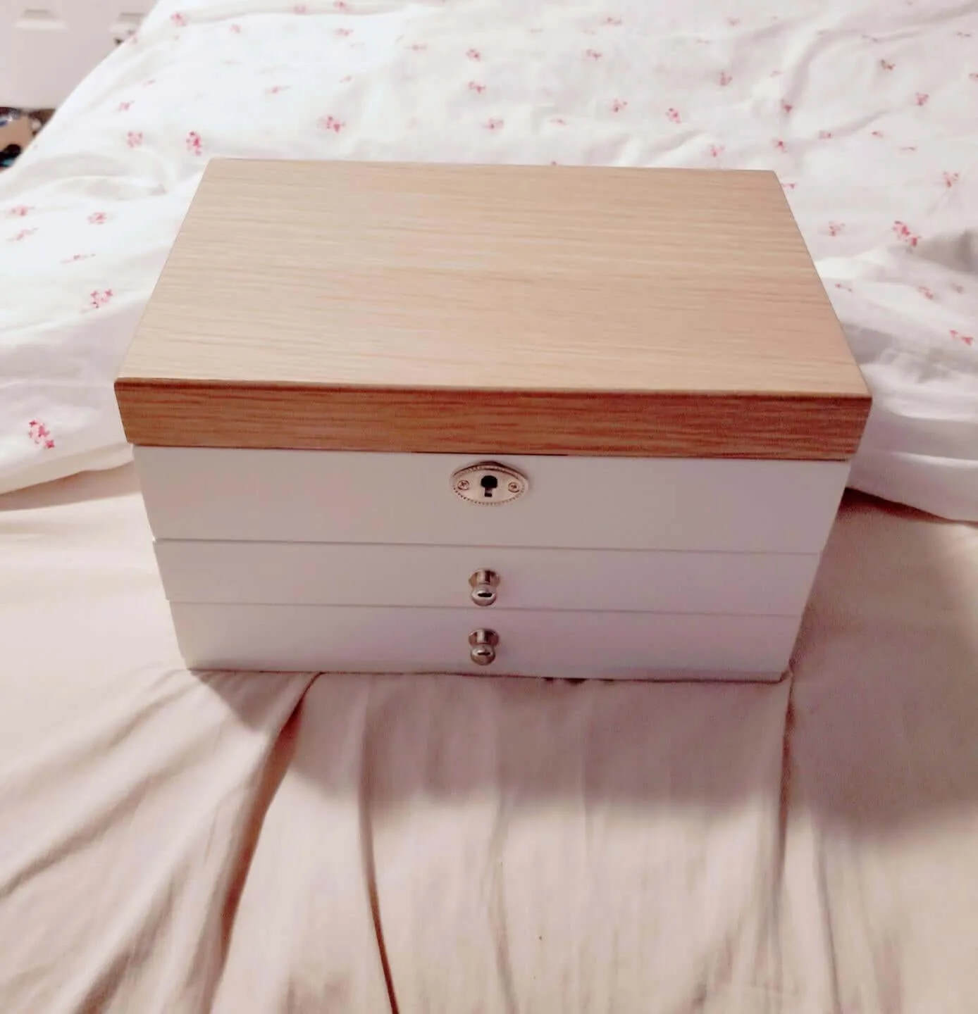 3-Tier Jewelry Box, Wooden Jewelry Organizer, Jewelry Storage with Drawers