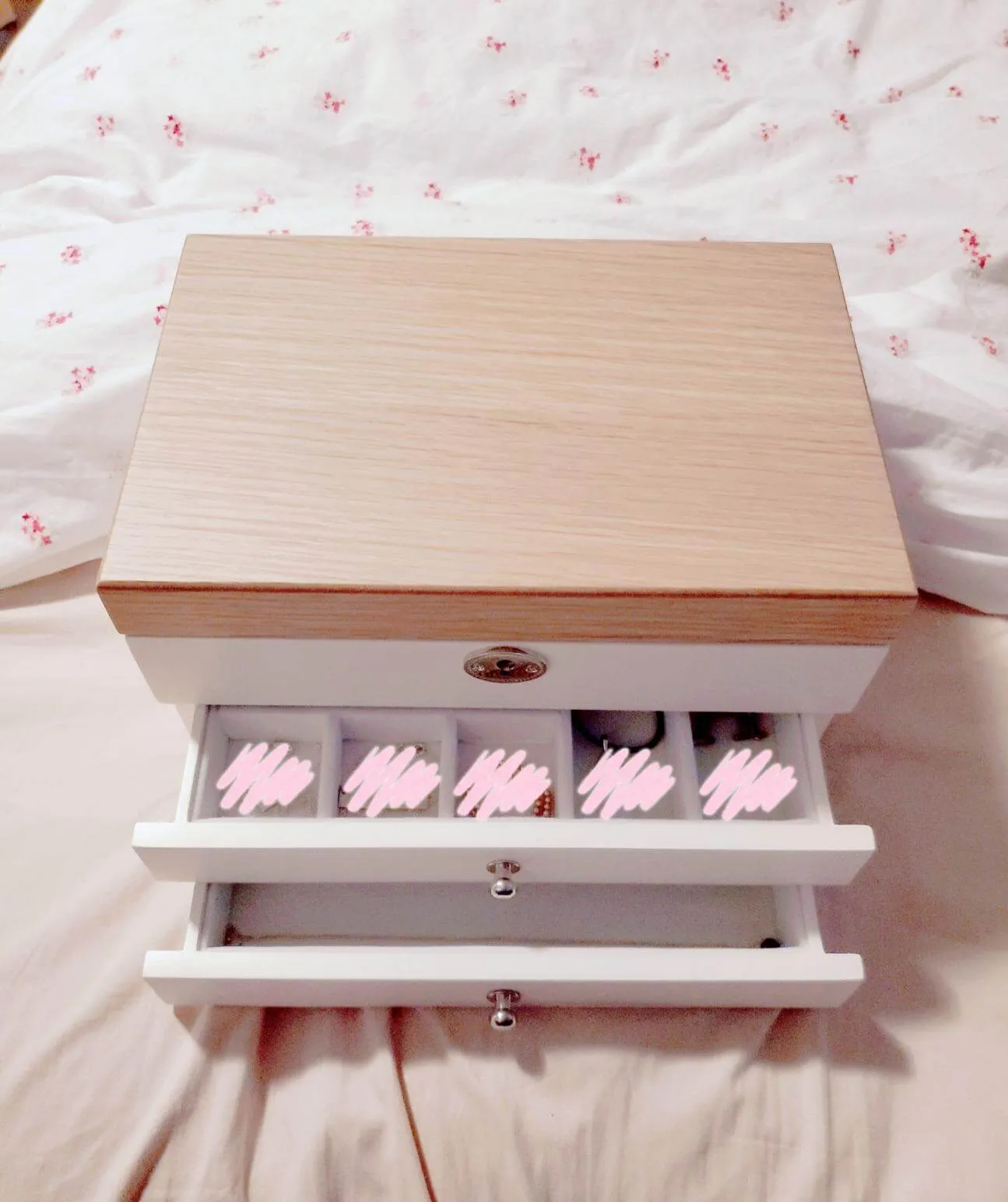 3-Tier Jewelry Box, Wooden Jewelry Organizer, Jewelry Storage with Drawers
