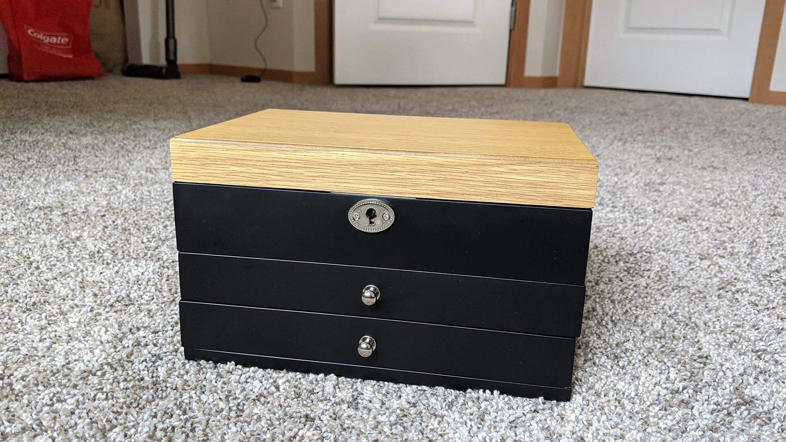 3-Tier Jewelry Box, Wooden Jewelry Organizer, Jewelry Storage with Drawers