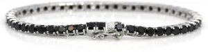3mm Round Natural Gemstone Bracelet S925 Fine Natural Gemstone Bracelet Tennis,Black Natural Gemstone Tennise Bracelet,Jewelry Gifts for Women  