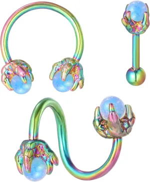 3Pcs Cartilage Earrings Set 316L Surgical Steel Stylish Dragon Claws Twist Helix Earring Mixed Earrings Women Ear Nose Septum Body Piercing Jewelry Gift