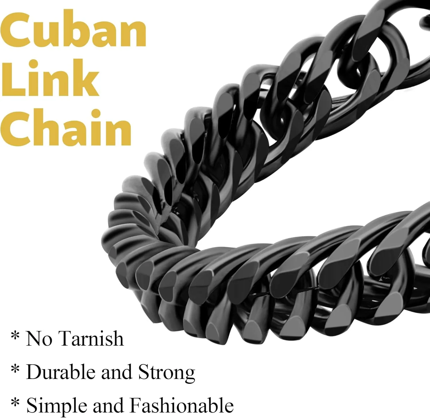3PCS Cuban Link Figaro Bracelet Necklace for Men, Silver Gold Black Sturdy 316L Stainless Steel Cuban Link Figaro Chain with 2-inch Jewelry Set with Gift Message Card 8mm