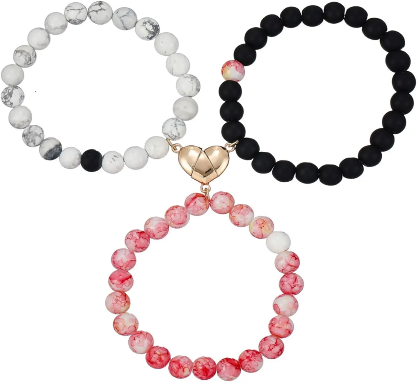 3Pcs Mother Daughter BFF Grandma Handmade Adjustable Love Heart Butterfly Colorful Beads Matching Friendship Rope Stackable Bracelet Sweet Bracelet for Women Family Member