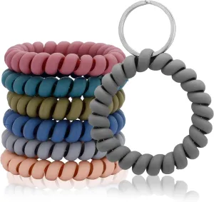 6PCS Flexible Spiral Wrist Coil Keychain Bracelet, Stretchy Wrist Key Holder for Gym, Sauna, Pool, Outdoor Activities, Multi-colored for Men & Women