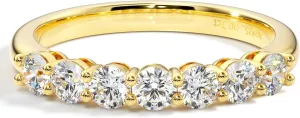 7 Stone Moissanite Rings for Women, 3MM Round D Color VVS1 Clarity Lab Created Diamond Rings 14K Yellow White Gold Vermeil Moissanite Wedding Band for Women Anniversary Promise Rings for Her