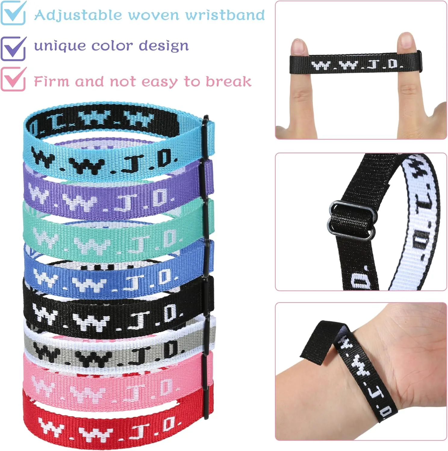 8PCS WWJD Christian Bracelet Pack for Women Men, Christian Jesus Gifts Adjustable Wristbands, WWJD Bracelets Bulk - What Would Jesus Do Bracelet