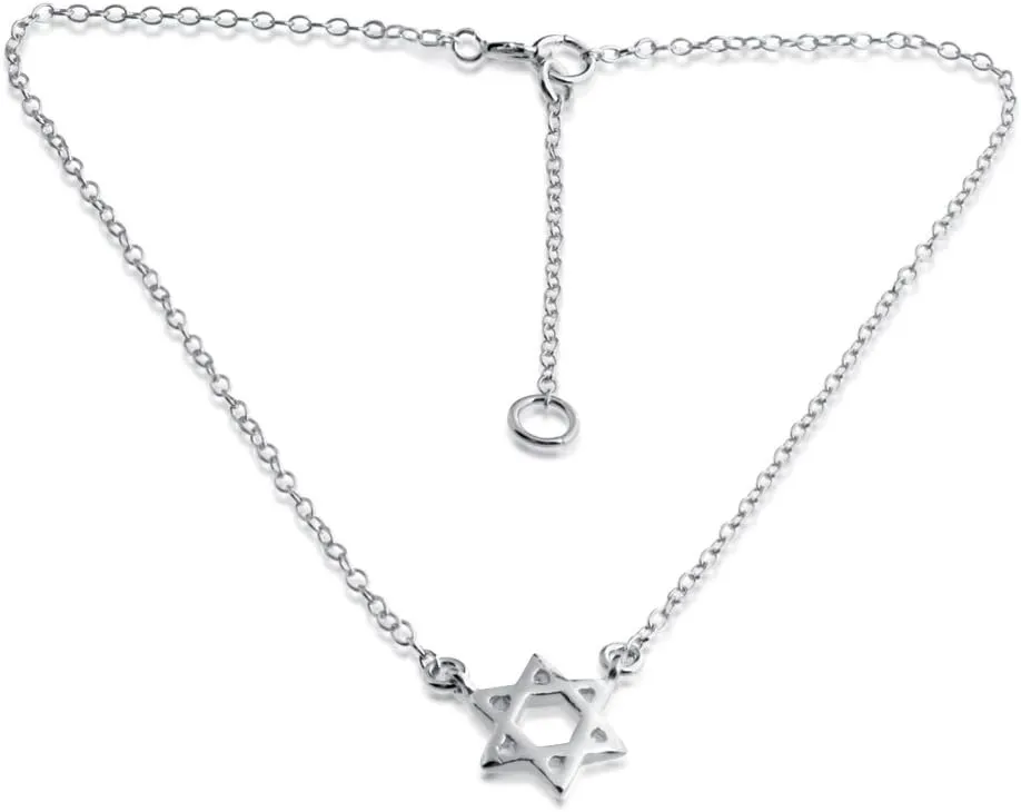925 Sterling Silver Anklet Star of David Pendant Ankle Foot Chain Ankle Bracelet Charm Jewish Religious Symbol