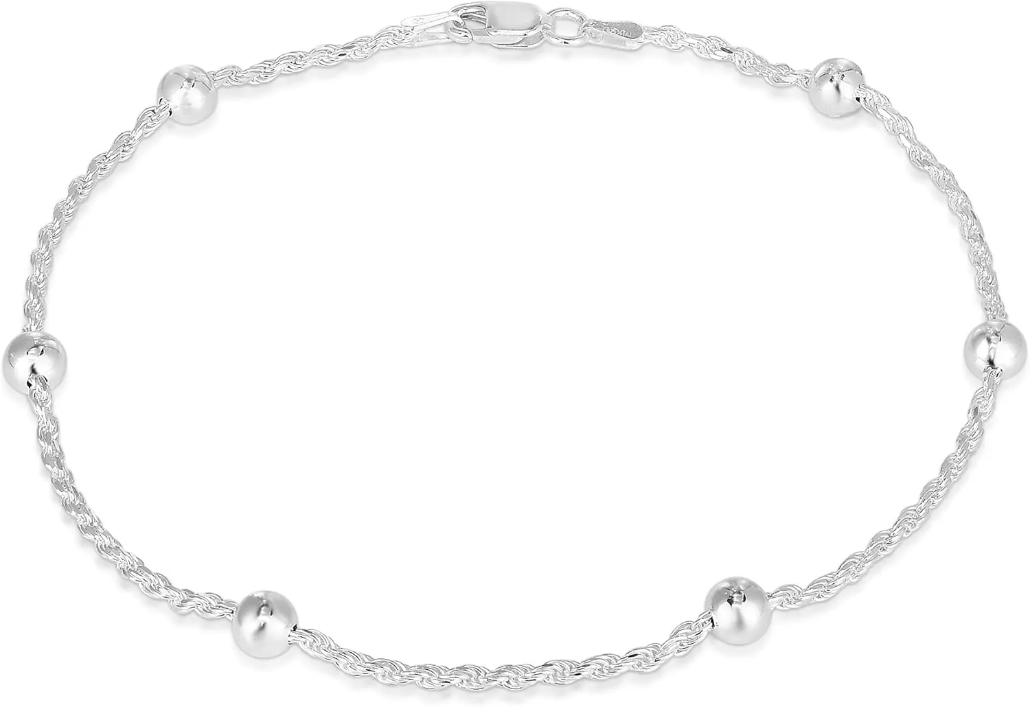 925 Sterling Silver Anklets For Women, Ankle Bracelets for Women, Beach Anklets, Bead Anklet, Summer Jewelry, 10 Inch Anklet