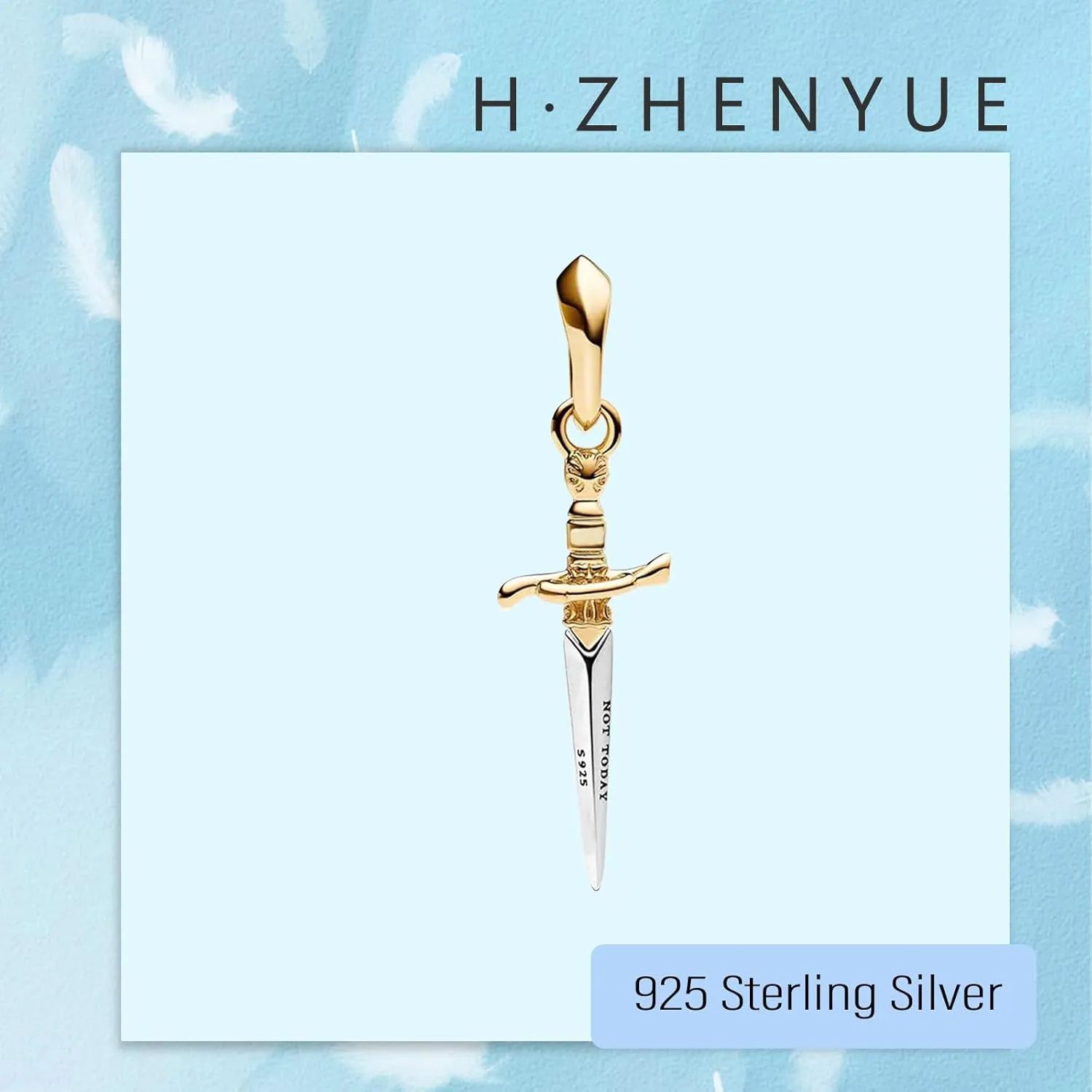 925 Sterling Silver Charms Ice & Fire Golden Sword Dragon Dangle Beads for Bracelets and Necklaces Jewelry for Women