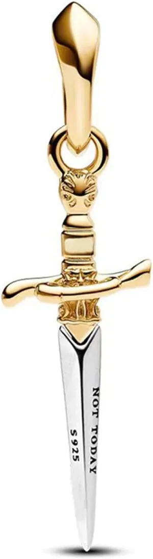 925 Sterling Silver Charms Ice & Fire Golden Sword Dragon Dangle Beads for Bracelets and Necklaces Jewelry for Women