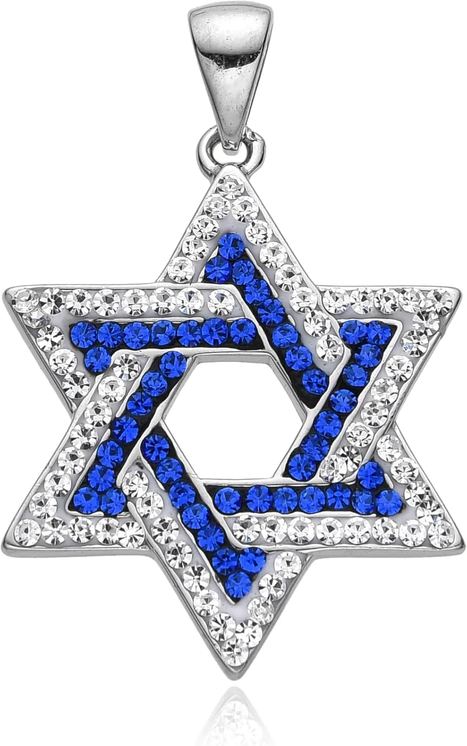 925 Sterling Silver Interlocked Star Of David Pendant With Necklace Jewish Protective Symbol 1.13x0.87"