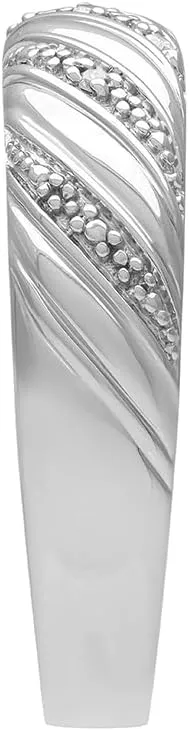 925 Sterling Silver Rings, Diamond-Accent Twisted Dome Wedding Band for Women, Silver Promise Ring or Anniversary Ring; Silver Jewelry Wedding Rings for Women, by Brilliant Expressions